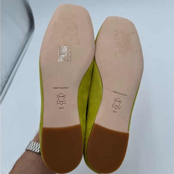 New Tory Burch Georgia Ballet Flat Green Yellow Size 9 - Picture 7 of 8